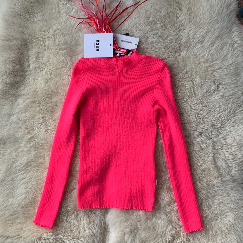 MSGM Fluo ribbed knit sweater - pink - L NWT